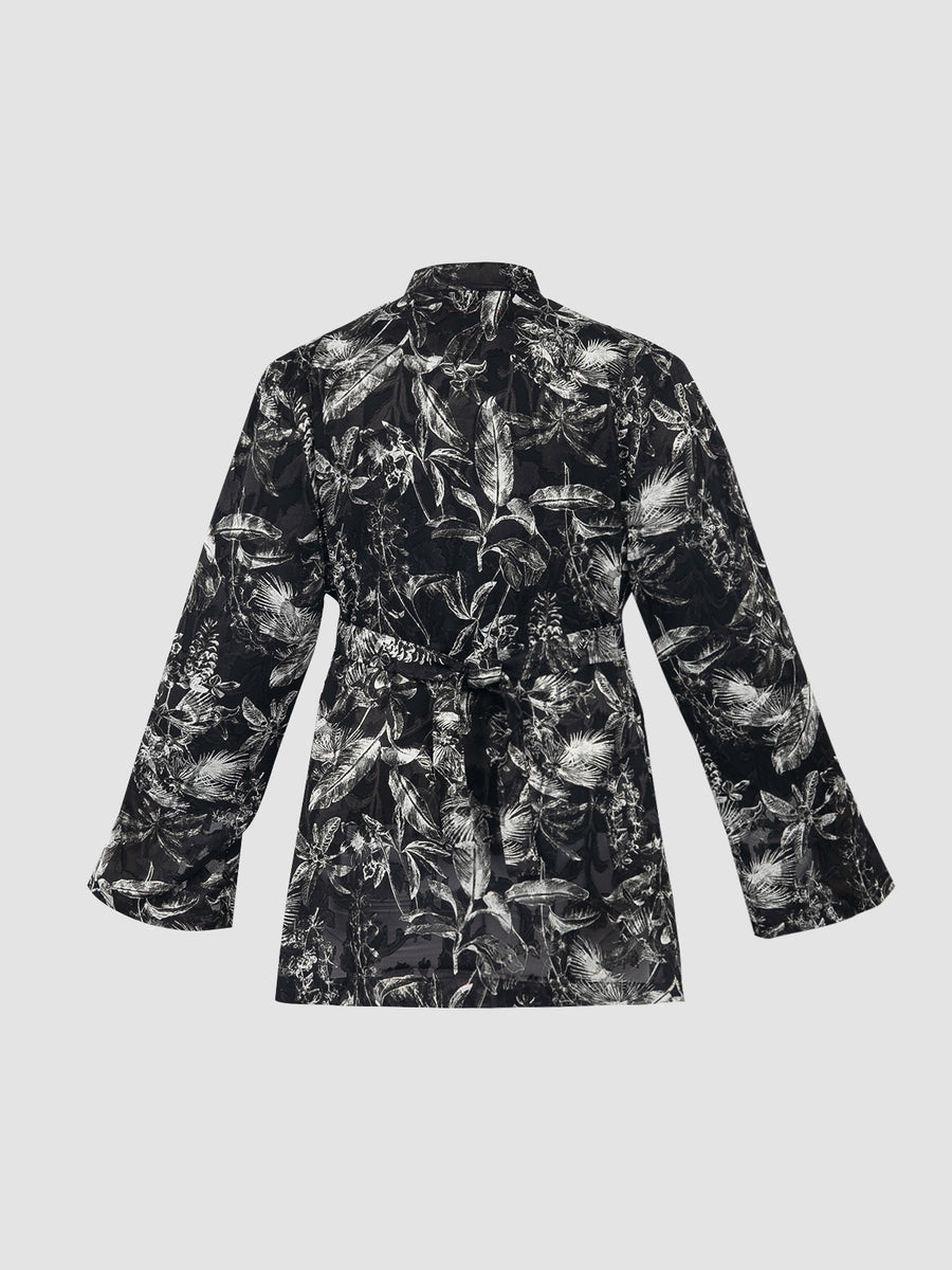 EULIA BLOUSE LEAVES - BLACK & WHITE