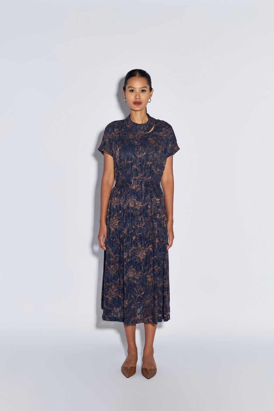 AURE DRESS FLOWER - NAVY