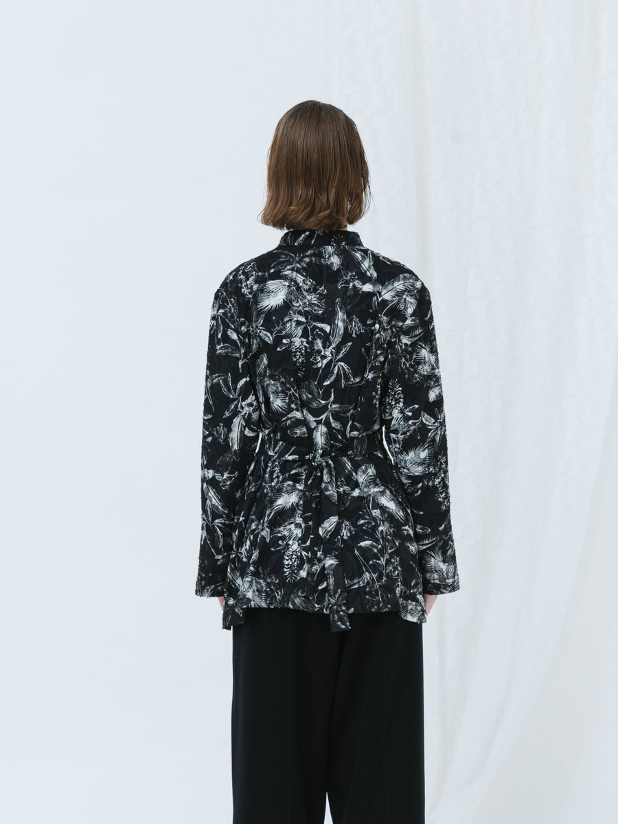 EULIA BLOUSE LEAVES - BLACK & WHITE