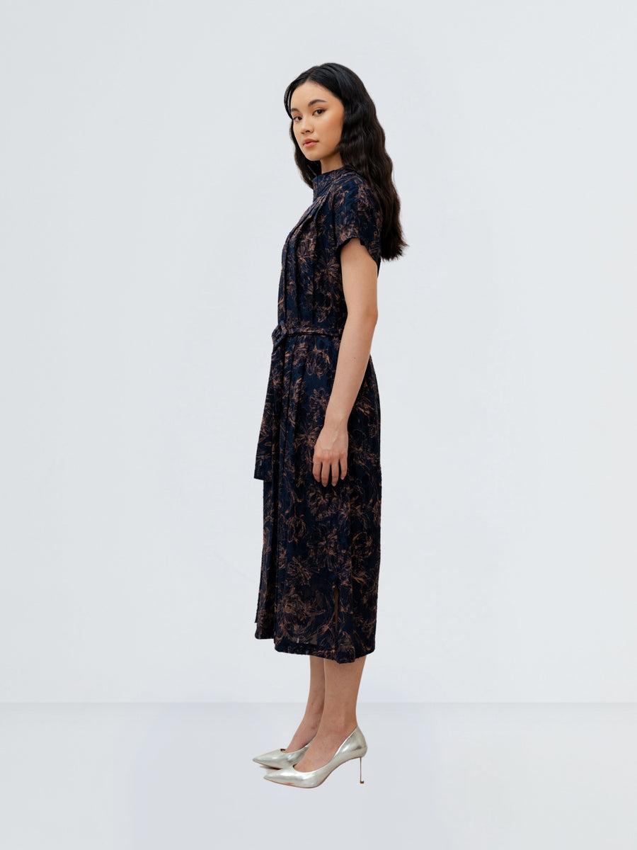 AURE DRESS FLOWER - NAVY