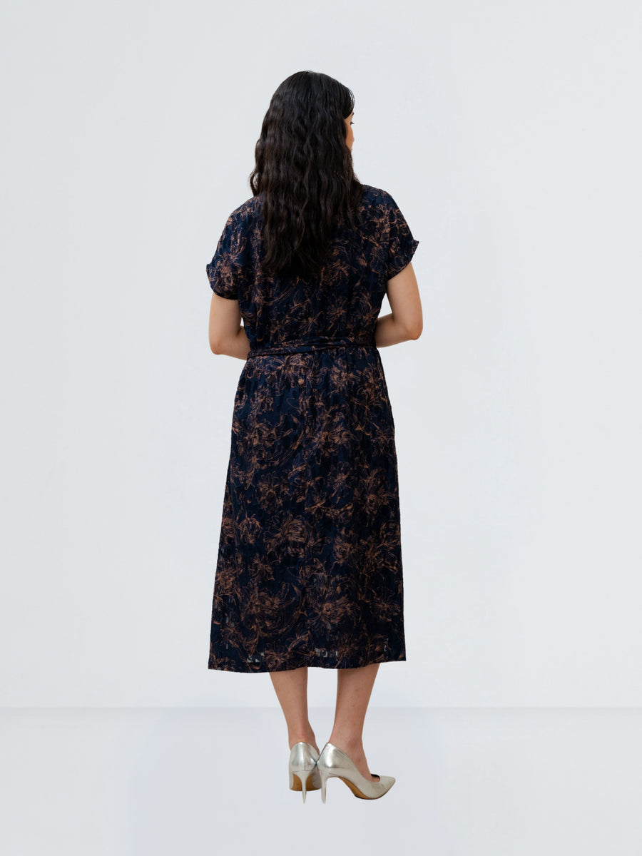 AURE DRESS FLOWER - NAVY