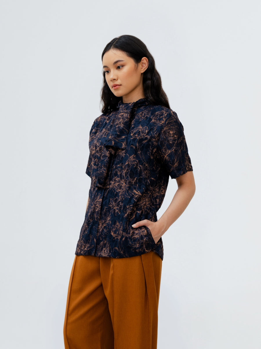 CLEMENCIA BLOUSE FLOWER - NAVY