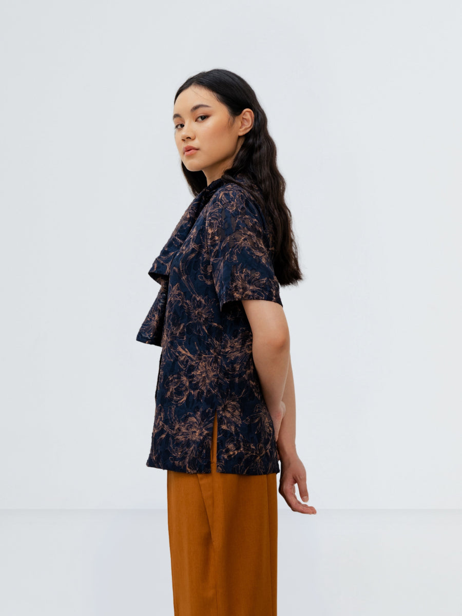 CLEMENCIA BLOUSE FLOWER - NAVY