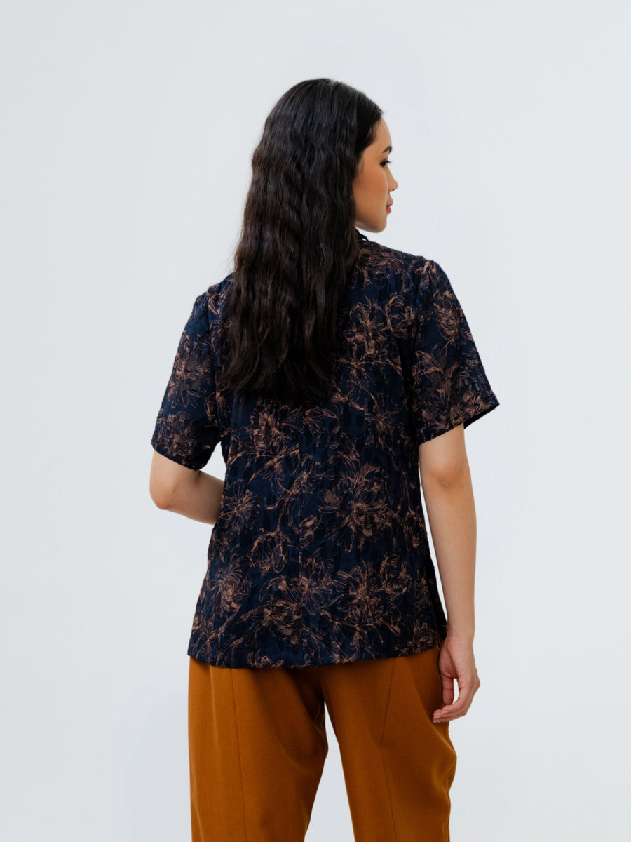 CLEMENCIA BLOUSE FLOWER - NAVY