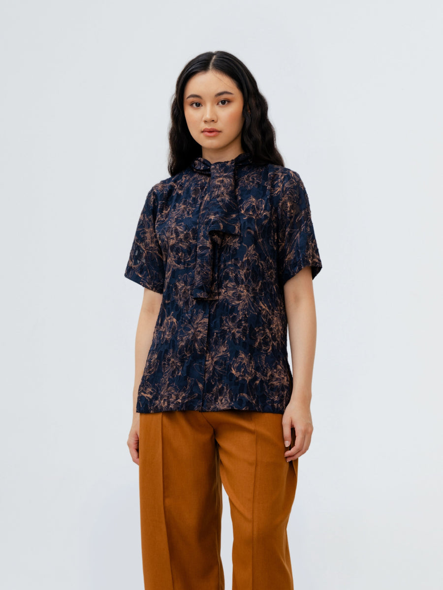 CLEMENCIA BLOUSE FLOWER - NAVY