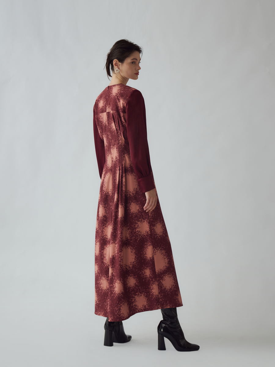 TRITI DRESS SUN BURST BURGUNDY