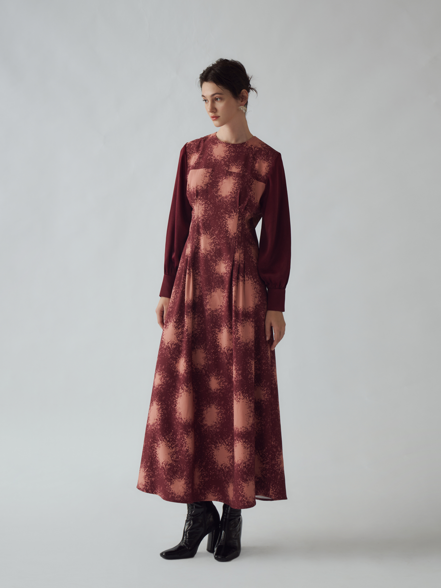 TRITI DRESS SUN BURST BURGUNDY