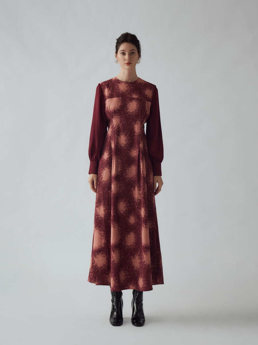 TRITI DRESS SUN BURST BURGUNDY